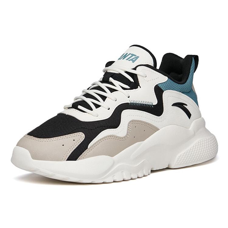 New Anta Life Collection Mesh Anti Slip Wear Resistant Low Top Casual Shoes Men's Black White Gray 112218860-4
