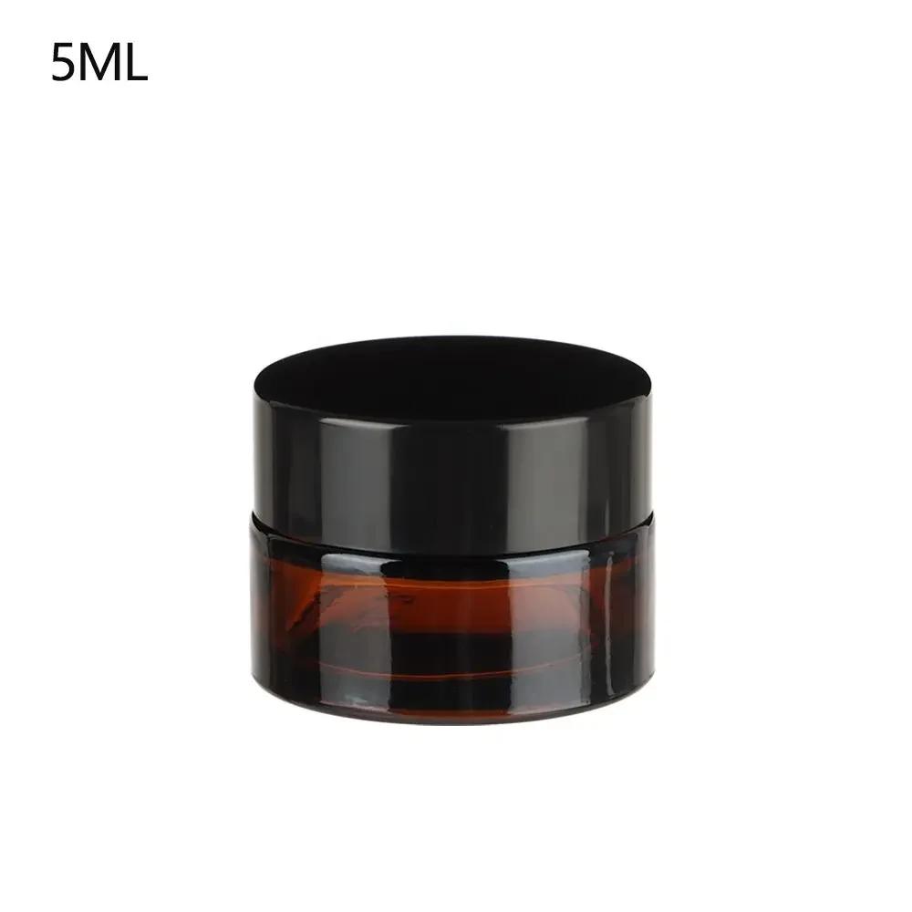 5ML-500ML Dark Brown Refillable Bottle Portable Glass Split Bottle Circular Tea Face Cream Bottle Travel Cosmetic Container Can