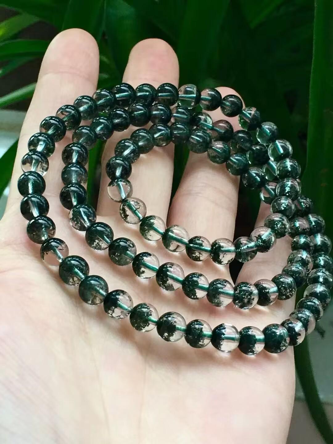 Green Phantom Multi-Strand Crystal Bracelet Necklace for Women - Natural Gemstone Jewelry, Perfect Couple s Gift 6mm