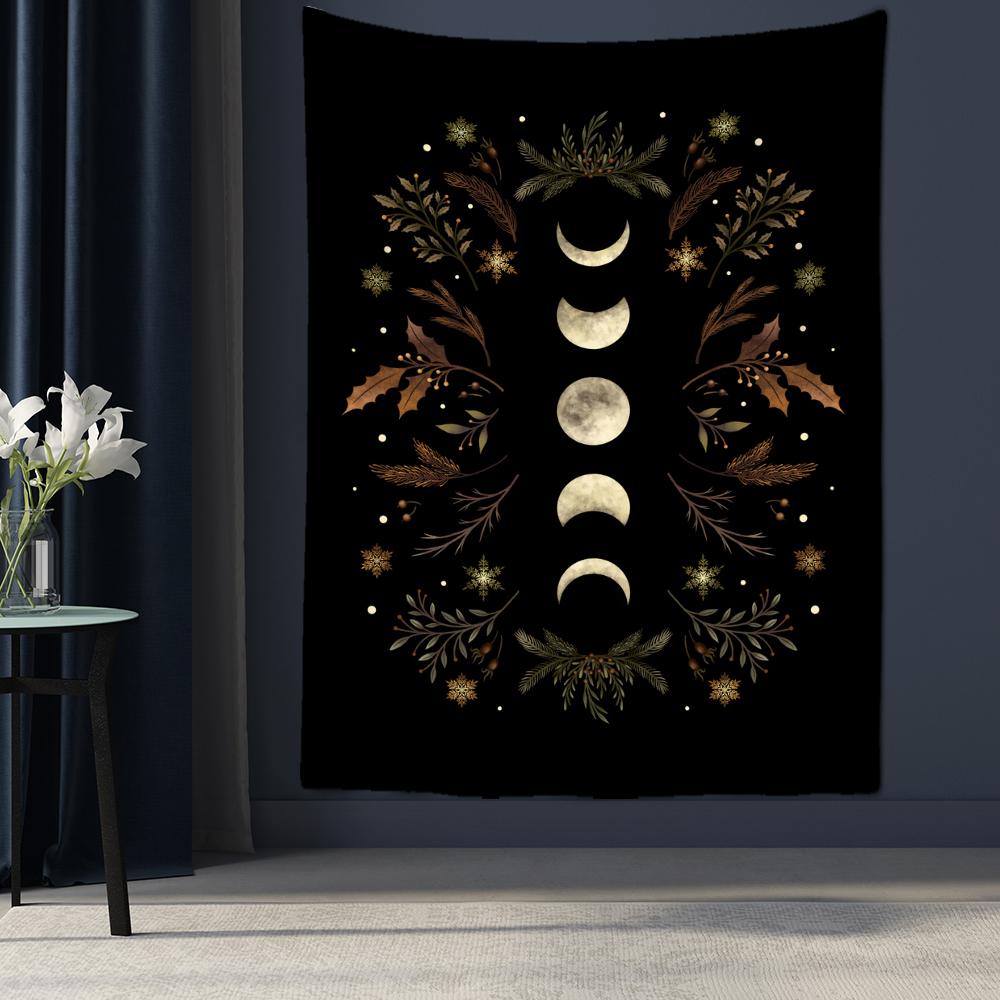 Plant Moon Phases Tapestry Ornament Wall Hanging Yoga Mat Bed Cover Beach Mat Gift Bedroom Room Aesthetic Decoration Home Decor