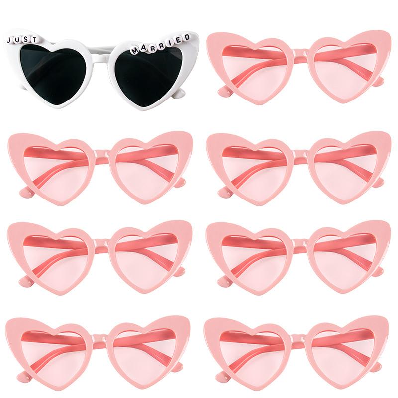 Bachelorette Party Sunglasses Bride To Be Bridesmaid Gift Wedding Bridal Shower Decor Black White Square Heart Shaped Glasses