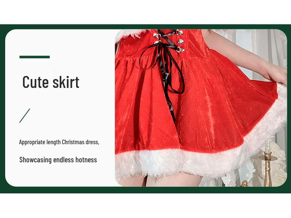 Christmas Red Cloak Women's Bunny Girl Maid Dress Set