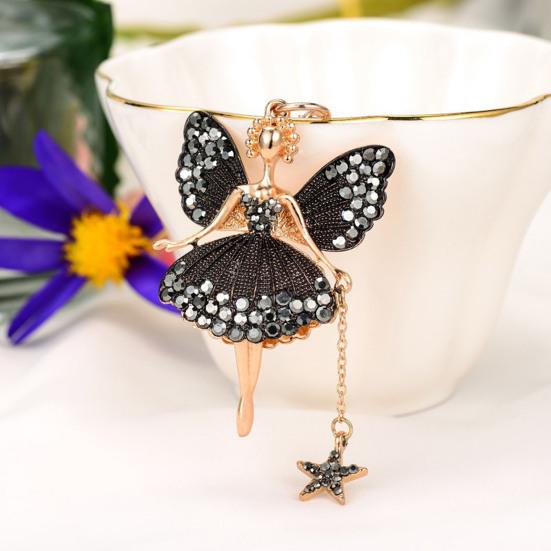 Flower Fairy Keychain Rhinestone Butterfly Wings Fairy Charm Cute Sparkly Keychain Bag Charm Gift for Women Girls