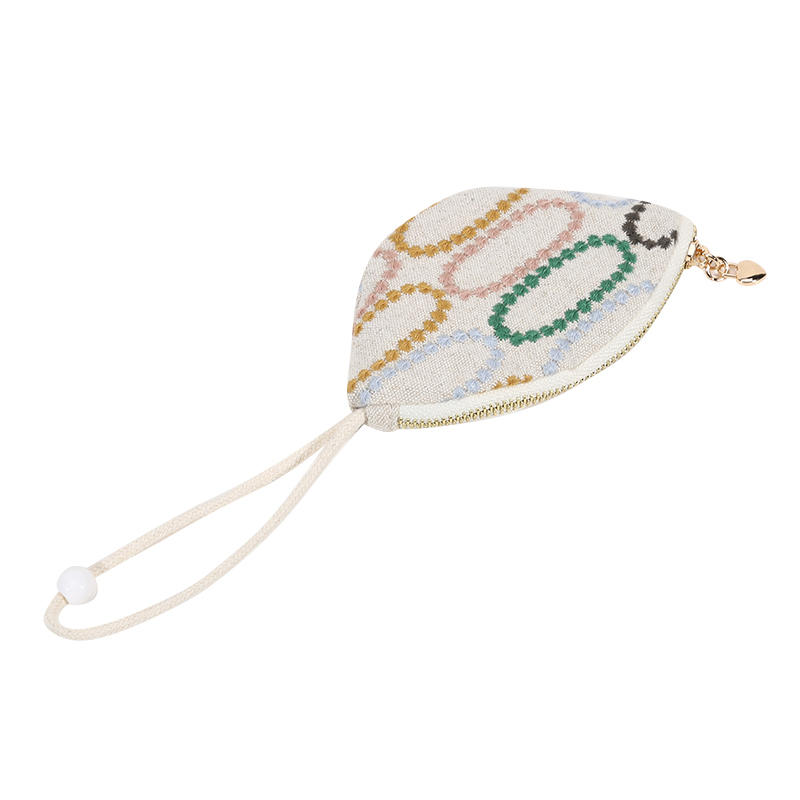 

2026 Coin Purse New Embroidered Mini Coin Purse Small Cotton Keychain Pendant Pouch Zipper Car Key Bag for Women Girls