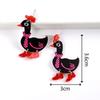 Cute Colorful Acrylic Duck In Hat Drop Earrings for Women 2025 Cartoon Wear Scarf Animal Dangle Earrings Statement Jewelry Gifts