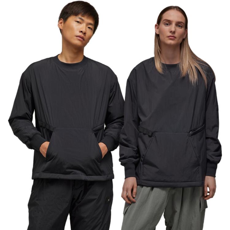 Y-3 Casual Solid Color Round Neck Loose Pullover Sweatshirt Unisex sweatshirt Black IP5588