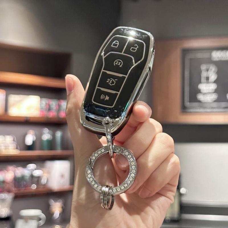 Etui na breloczek z błyszczącą smyczą brelok do Forda Fusion Mustang F150 Edge Explorer Lincoln MKZ MKC MKX inteligentny klucz zdalny