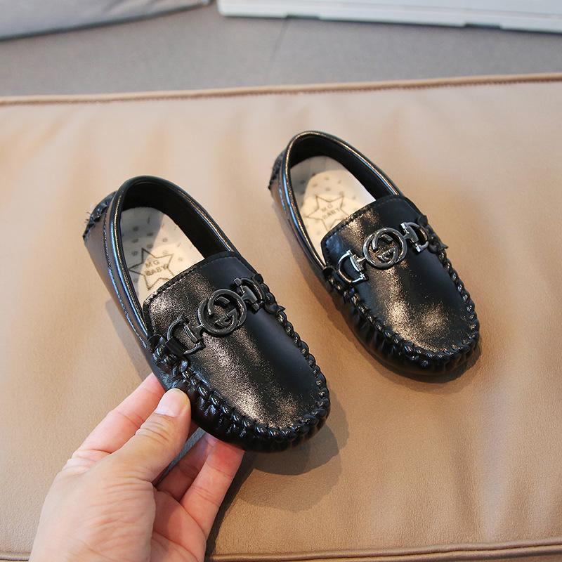 

Универсальные повседневные туфли Doudou из мягкой кожи, одинарные туфли, средние и маленькие детские осенние туфли для девочек и мальчиков с мягкой подошвой из кожи 25 чёрный