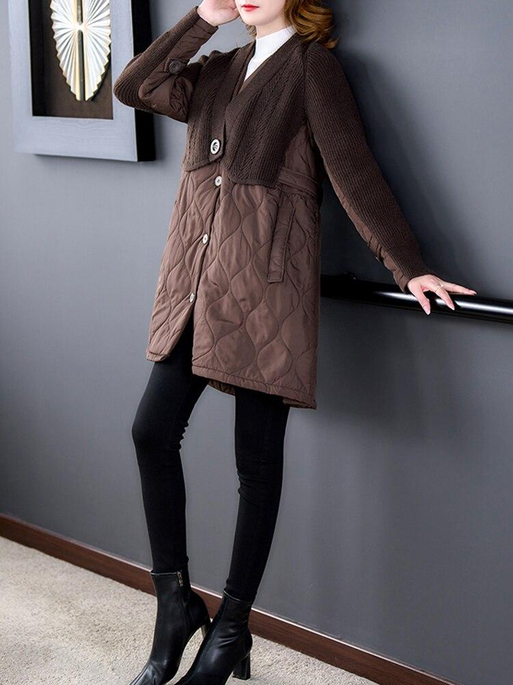 XITAO V-neck Patchwork Women Trench Coat FBB1618