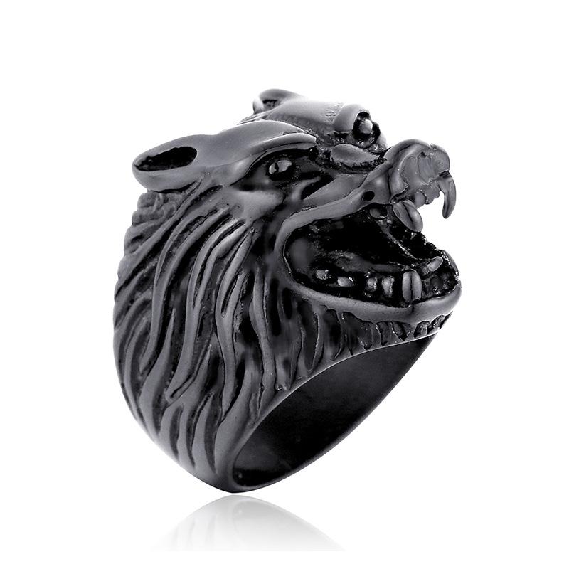

Хип-хоп Кольцо с головой волка Винтажный серебристый черный цвет Нержавеющая сталь Помолвочное Панк Животное Кольца для женщин Мужчин Модная бижутерия US size 13 чёрный