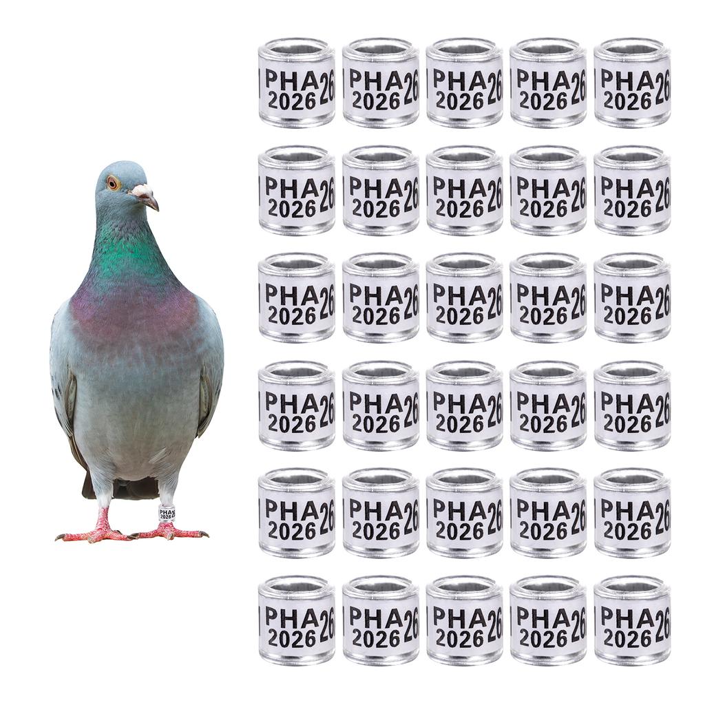 PHA 2026 Pigeon Foot Rings Inner Diameter 8mm Aluminum Plastic Bird Parrot Quail Leg Rings with Number Multi-colors 1 Pack/50Pcs