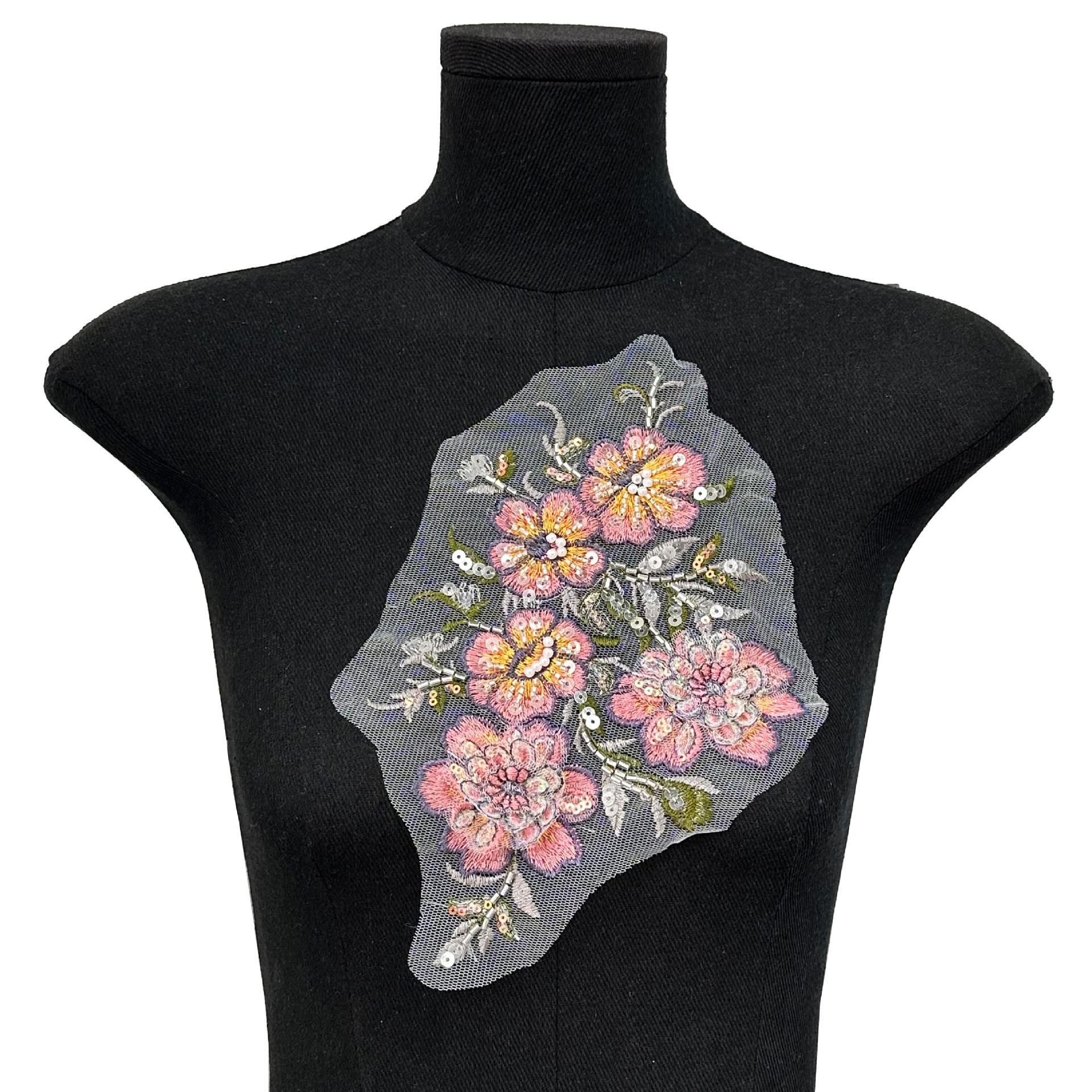 

Contrast Color Mesh Bead Sequin Embroidery Cloth Sticker Cheongsam T-Shirt Diy Accessories Patch Sticker Clothes Cloth Sticker Accessories H2233 Type C