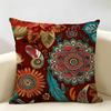 Red Bohemian Style Cushion Cover Natural Linen Organic Fabric Double-Sided Printing Breathable Perfect For Home Decor