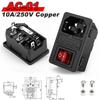 AC Power Socket Rocker Switch Inlet Power Plug C13 C14 Socket 3Pin AC Electrical Connector with 250V 10A Fuse and Red Lamp