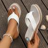 Fashion Women Fashion Flip-Flops Woven Band Wedge Shoes for Women Summer Thick Sole Beach Slippers Woman Lightweight Clip Toe Sandals