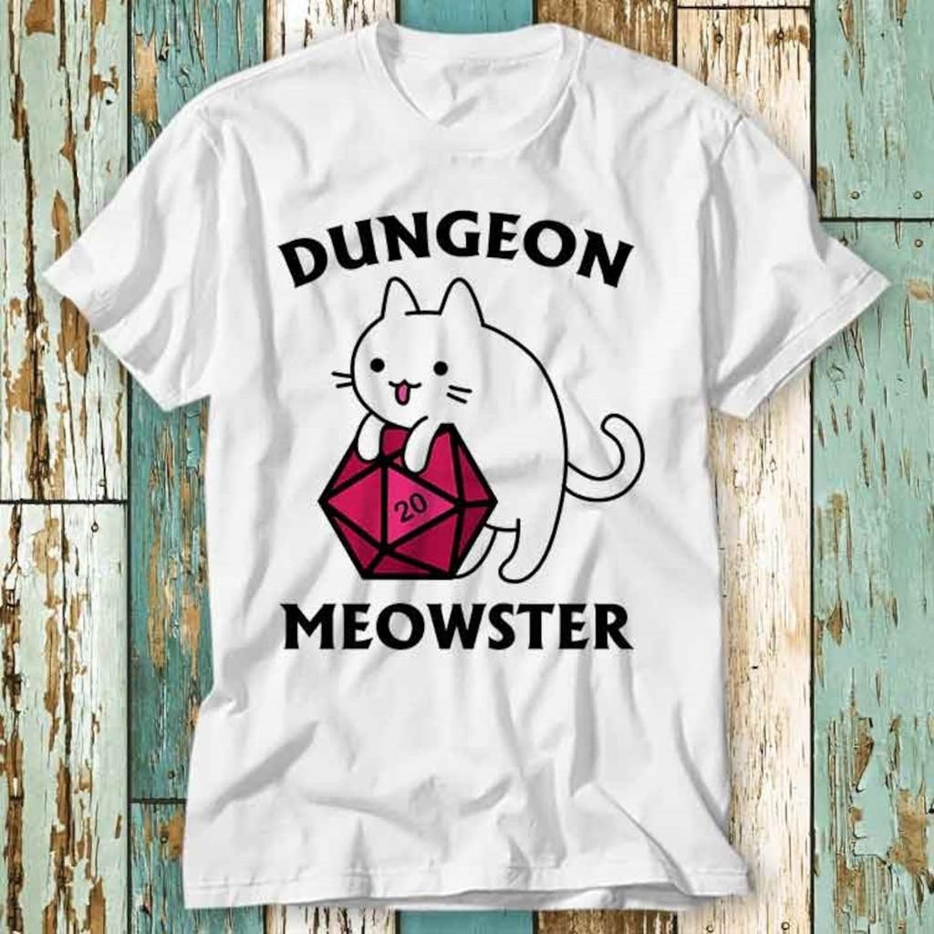 Dungeon Meowster Dragons Monster DnD Guess I Ll Die RPG T-Shirt Top Design Unisex Ladies Mens Tee Retro Fashion Vintage Shirt S872