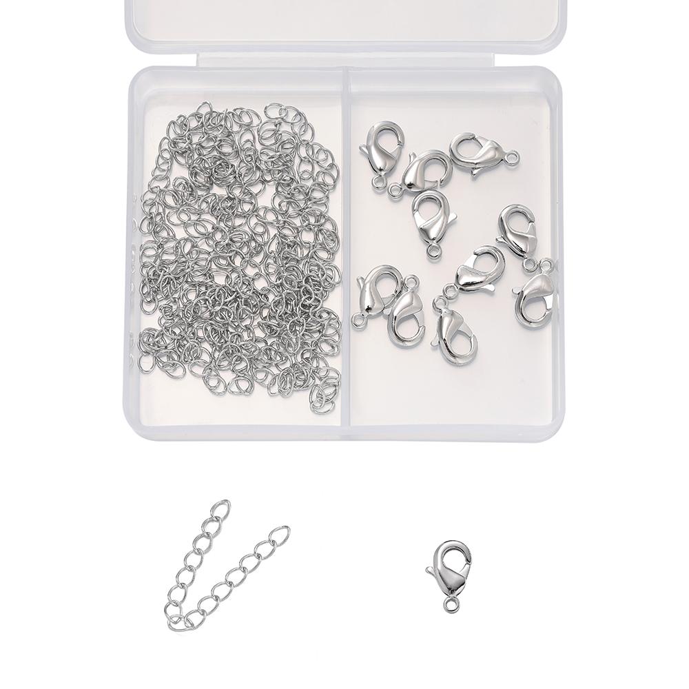 1Box 18K Gold Color Plated Lobster Clasps Extension Chains Sets For Diy Bracelet Necklace  Jewelry Making Accessories