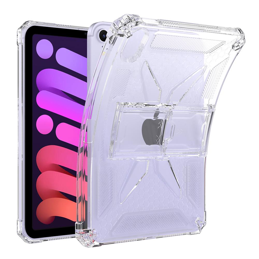 

For iPad mini (2024)/(2021) Clear Case Kickstand Shockproof TPU+PC Tablet Cover with Pen Slot As Shown A