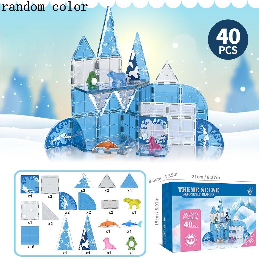 Magnetic Building Blocks Snow Ice Animal DIY Magnet Tiles STEM Educational Sensory Toys for Kids 3+ Boys Girls Birthday Gift