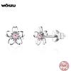 WOSTU New Arrival 100% 925 Sterling Silver Flower Earrings Clean And Pure Petals Simple Design Earrings For Women Jewelry CQE784