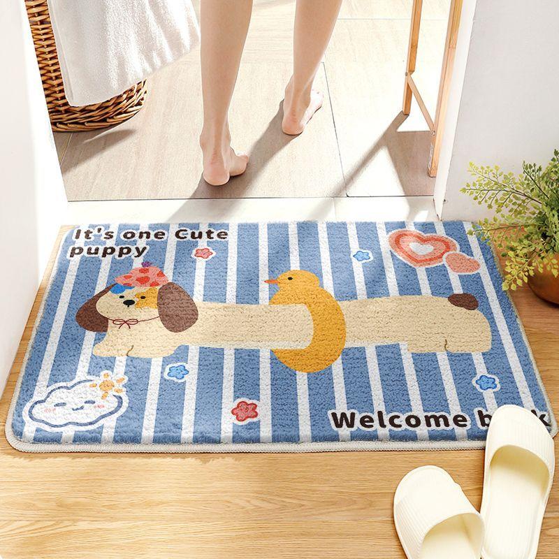 Imitation Cashmere Bathroom Absorbent Floor Mat Cartoon Bathroom Thickened Toilet Door Mat for Household Use