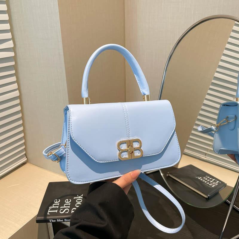 New fashionable solid color high-end design retro portable shoulder messenger bag versatile women's bag