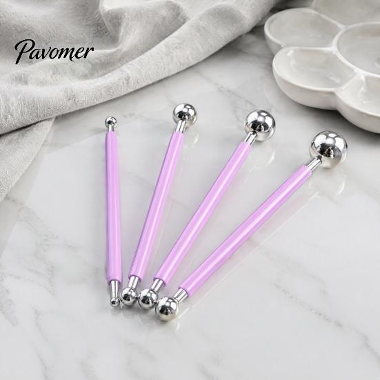 4 Size Clay Shaping Tool 4Pcs Polymer Set, Sculpting Stick with Stainless Rod Steel Ball, DIY Fondant Pottery Modeling Tools Art Craft Supplies