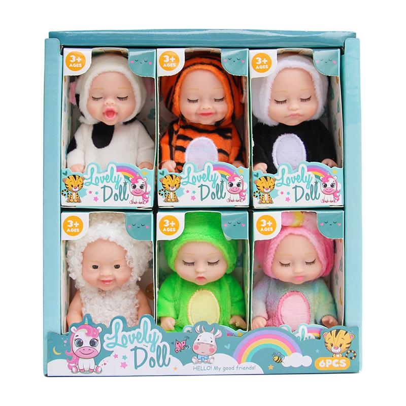 Set de mini păpuși pentru bebeluși renăscuți, drăguț, păpușă de somn cu haine, jucărie drăguță realistă din silicon pentru fetiță, băiat, ziua de naștere, cadou de Crăciun