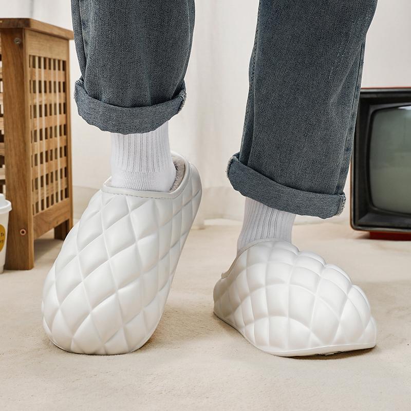 Fashion Men's Winter Shoes Round Toe Slip-on Casual Cotton Slippers Waterproof Comfortable All-match Plus Velvet Model Outdoor Keep Warm