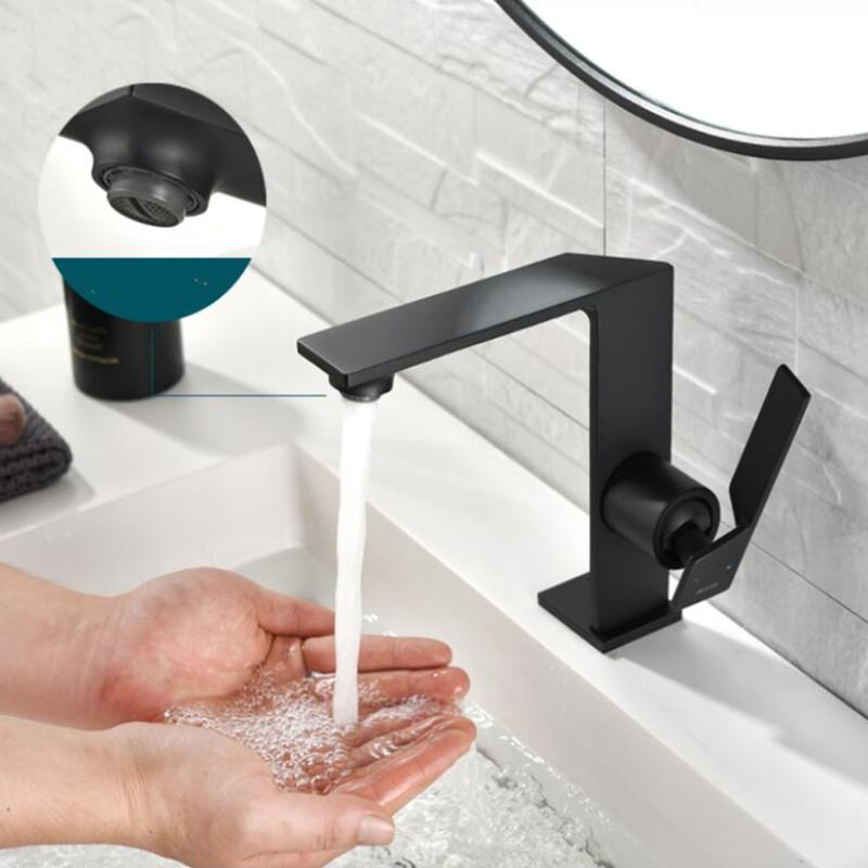 Basin Faucet Black Bathroom Hot and Cold Single Lever Brass Water Mixer Tap Basin Water Sink Mixer Crane Fasion