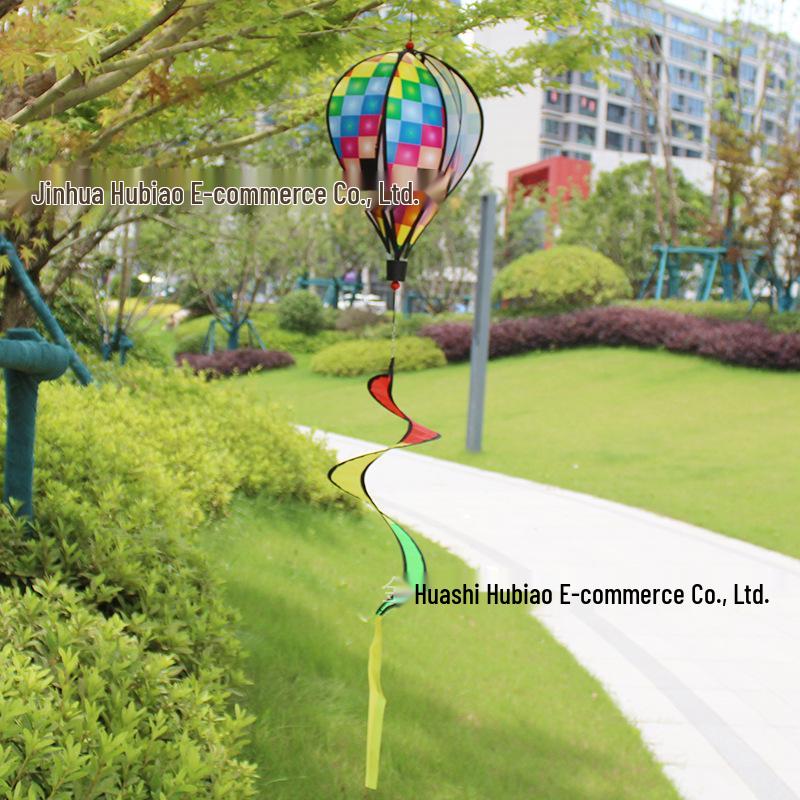 Rainbow Hot Air Balloon Wind Spinner: Rotating Seven-Color Garden Pinwheel with Sequins for Outdoor Decoration