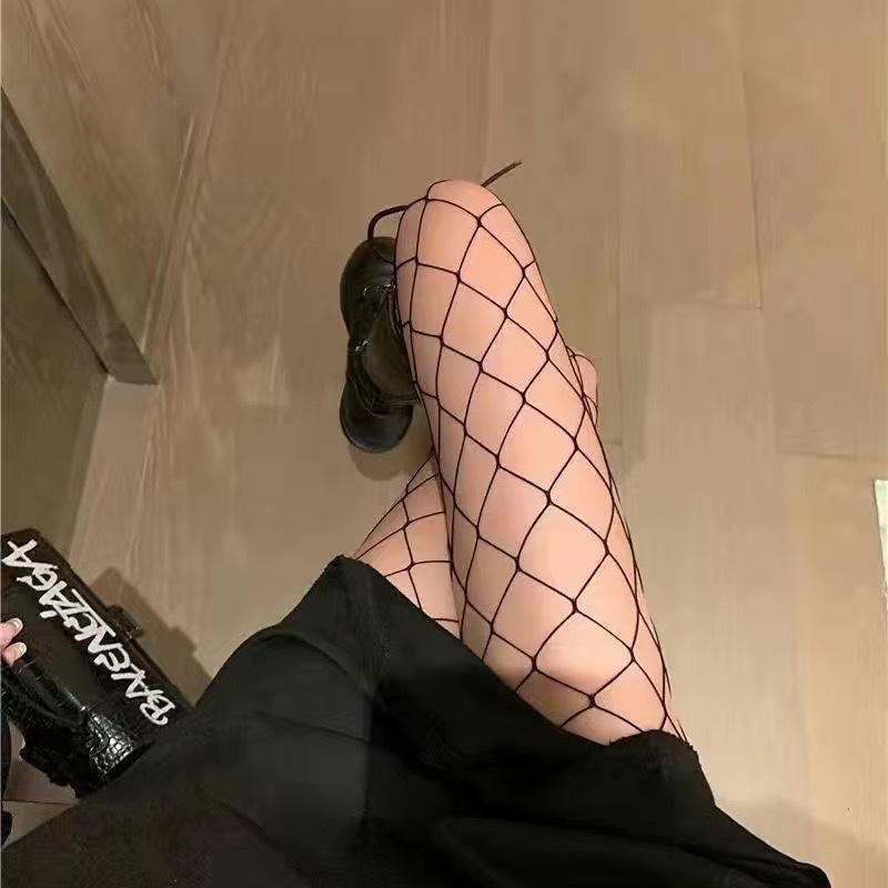 

Lady Rhombus Mesh Hollow Pantyhose Party Club Lolita Jk Fishnet Net Girls Tights Gothic Y2K Retro Geometric Sexy Woman Hosiery One Size