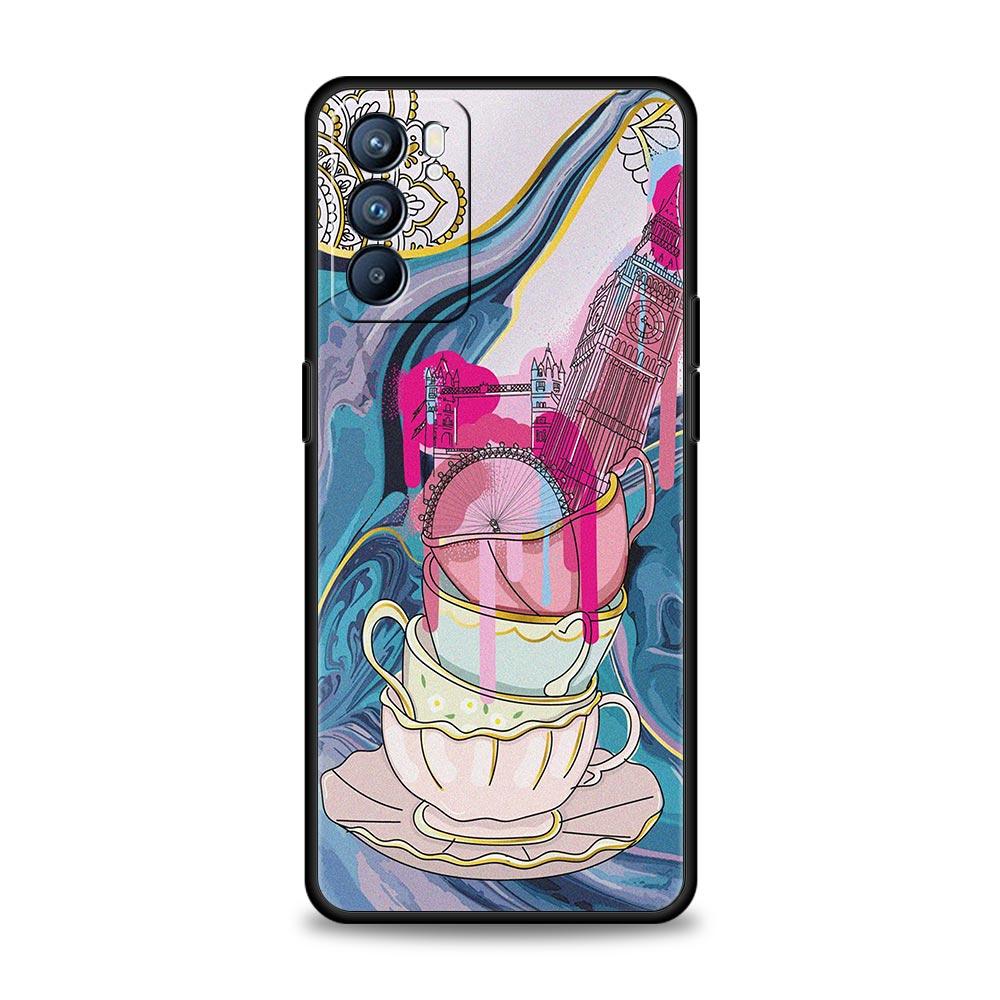 Paris Art Blue Girl Flower Phone Case For Oppo Find X5 A54 A53 A52 A9 2020 A15 A95 A16 A76 A74 A12 Reno7 SE Reno6 Pro 5G Cover