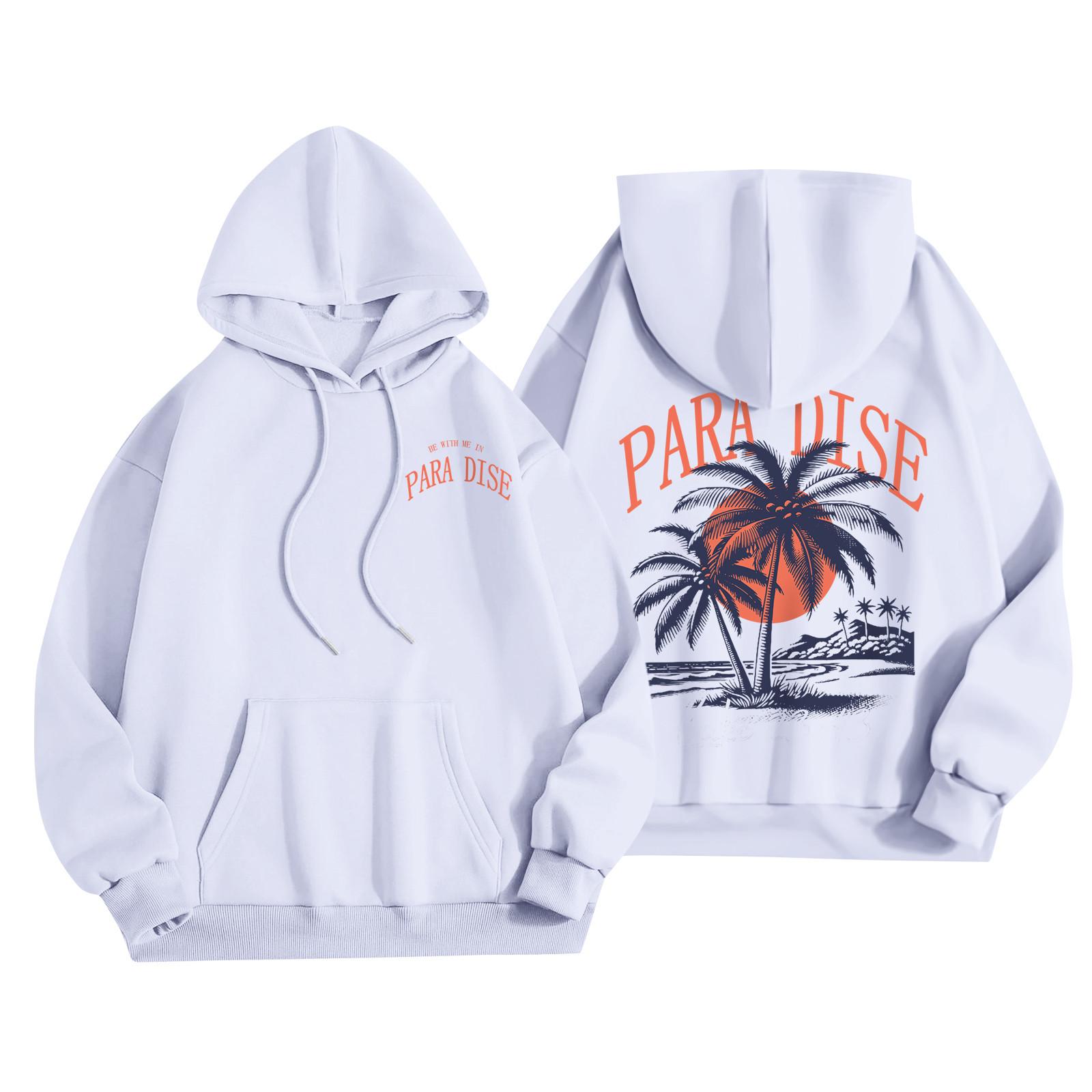 

Жіночий модний легкий жіночий пуловер з довгими рукавами та кишенями, ошатне худі з малюнком XL білий