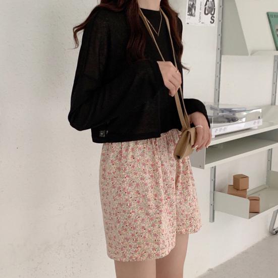 Schlafshorts mit hoher Taille und elastischem Bund, weite Beintaschen, weicher Karomuster, lockere Passform, Pyjama-Shorts, Homewear