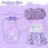 Xerteam 4-Piece Purple Doll Clothes Set for 36-43cm Girl Dolls, Includes Coat Dress Socks Butterfly Headband, 16-18 Inch Doll Accessories Gift