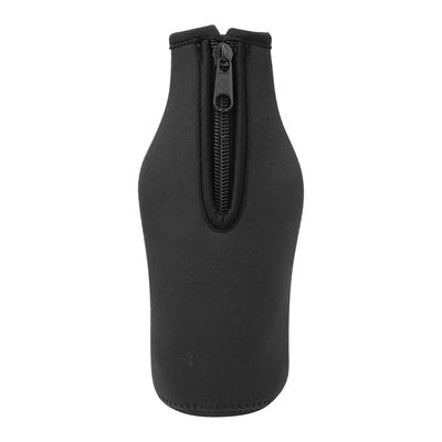 Fashion Solid Colors Beer Bottle Sleeve with Zipper Beverage Bottles Can Holder(black)