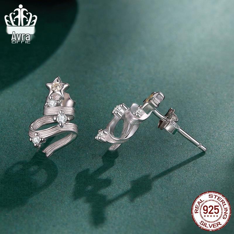 

Серьги-пусеты Aifulle S925 из стерлингового серебра в виде феи и рождественской елки - Универсальные праздничные украшения для женщин