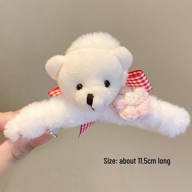 Autumn/Winter 2025 Plush Mink Fur Love Heart Rhinestone Shark Claw Clip for Women