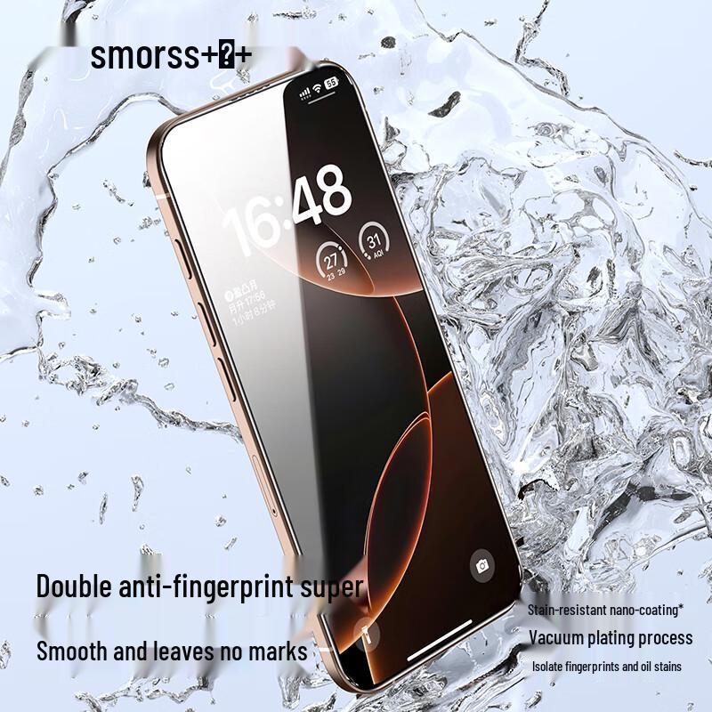 Smorss iPhone 16 Pro Tempered Glass Screen Protector with Instant Application Kit