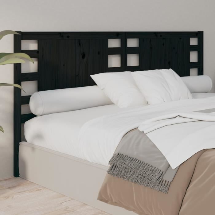 VidaXL Headboard Black 126x4x100 Cm Solid Pine Wood 818764