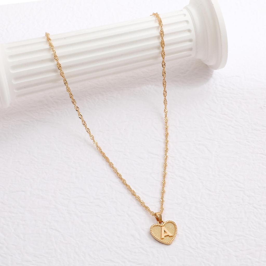 Handmade Love Letter Pendant Necklace - Heart & Water Wave Chain Design