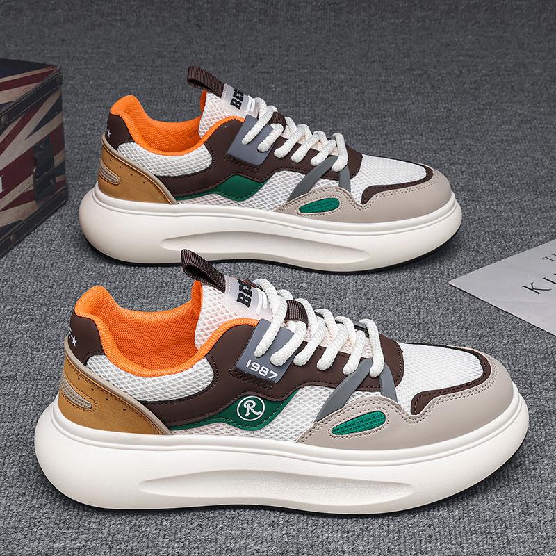 

2024 мужская обувь летняя дышащая обувь для школьников младших классов молодежная сетчатая дезодорирующая обувь для спорта и отдыха маленький белый папа модная обувь 39