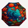 Underwater Paradise: Vibrant Sea Life Circular ArtworkUmbrella, Portable 3-Fold Compact Umbrella for Men & Women Gift