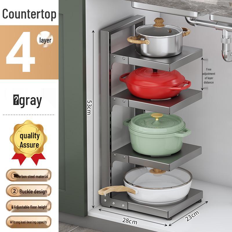 Vícevrstvý organizér na hrnce pod dřez pro skříňku, úložný prostor na nádobí