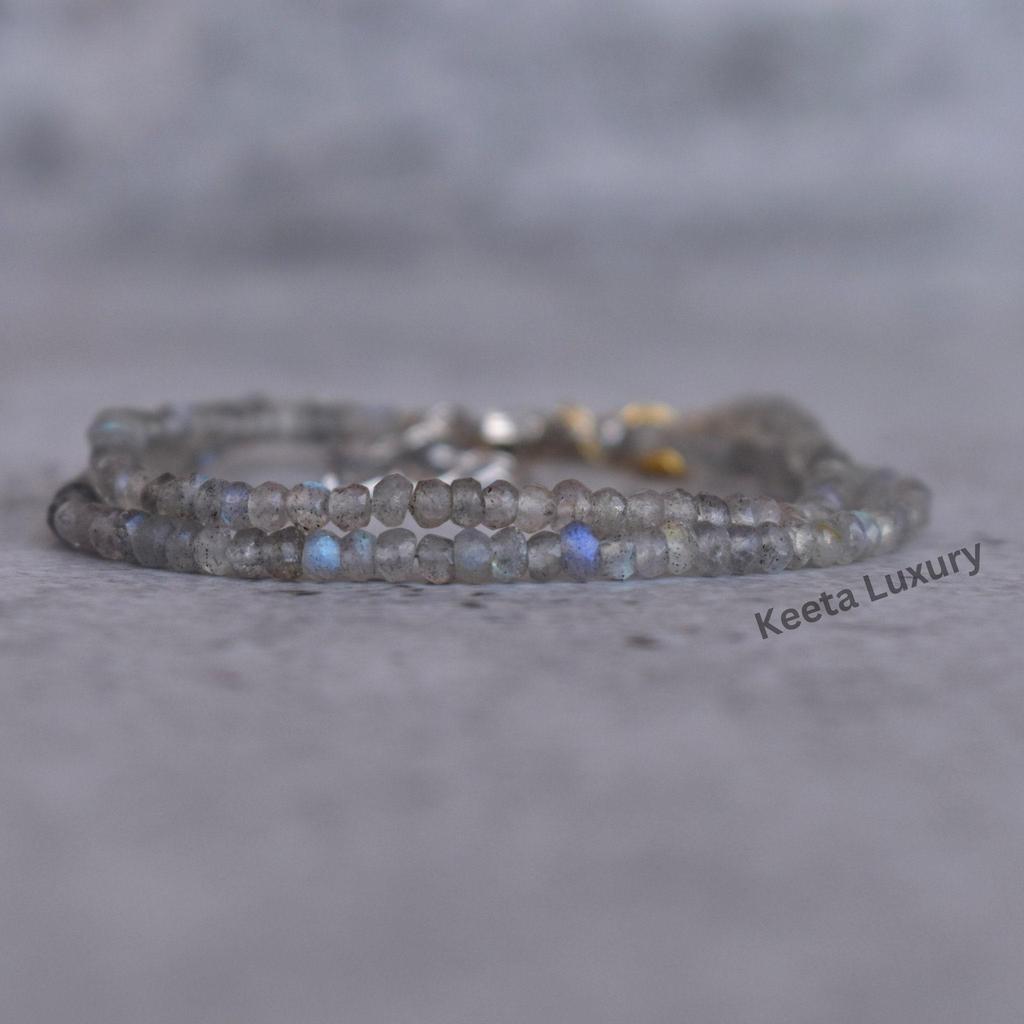Natural Labradorite bracelet Dainty faceted labradorite beaded Gemstone Bracelet small beaded bracelets for women Bridesmaid jewelry