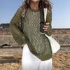 Womens Loose Knit Top Sheer Beach Cover Up Hollow Out Pullover
