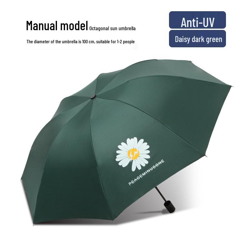 Summer UV Auto-Folding Black Parasol - Sun/Rain Dual-Use with Logo Print