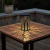 Solar Projection Lantern Weather Resistant Tree Pattern Shadow Lamp Portable Hollow Metal Outdoor