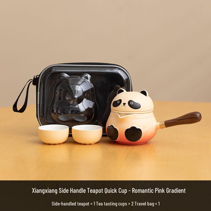 Panda Companion Ceramic Travel Tea Set for Outdoor Camping